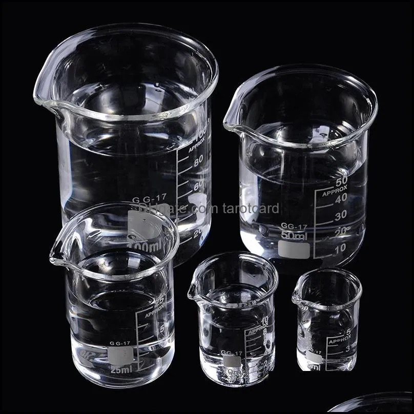 5pcs/set Glass Beaker 5/10/25/50/100ml Laboratory Measuring Cup Glassware For School Study Lab Glass Beaker Set