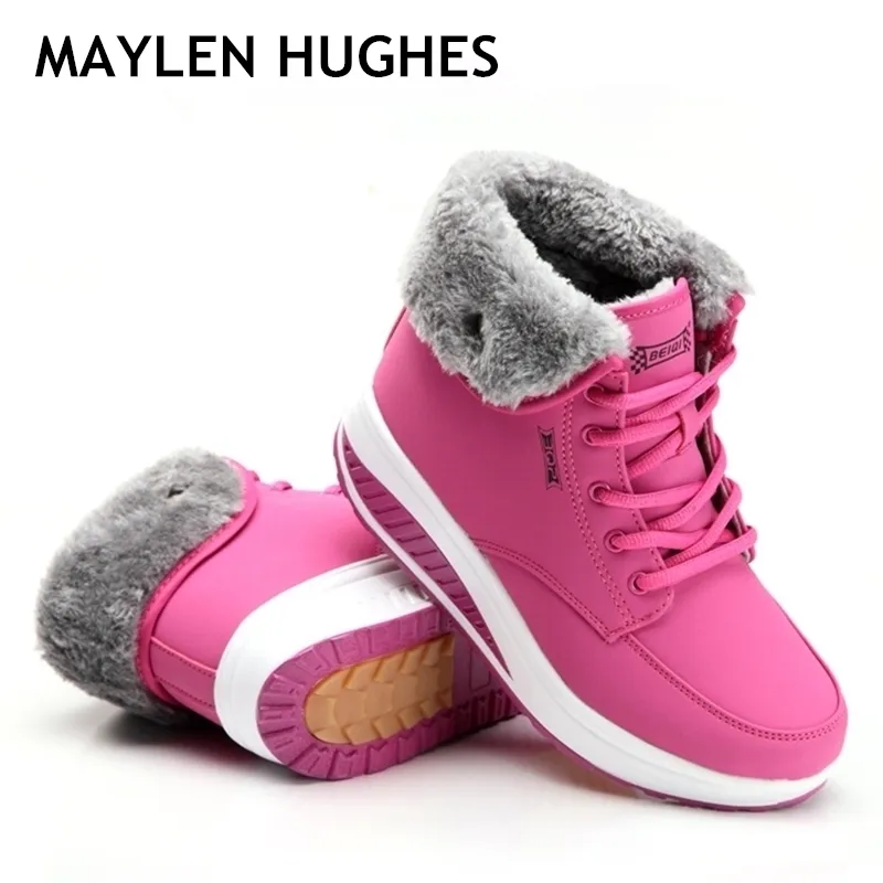 Winter Warm Schnee Neue Mode Weibliche Cottonpaddeveet Schuhe Pelz Knöchel für Frauen Lace Up Heel Stiefel Y200115 GAI GAI GAI