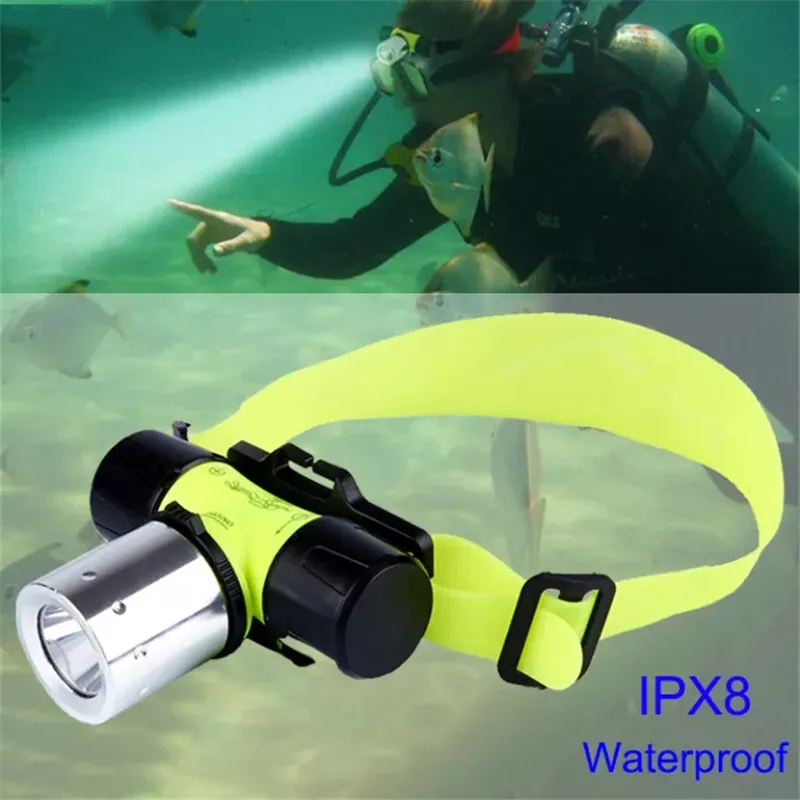 IPX8 Wodoodporna latarka do nurkowania LED 800 LUMEN Podwodna pochodnia 80 -metrowa Ocuba Reflektor Pływający nurka podwodna zlewnia