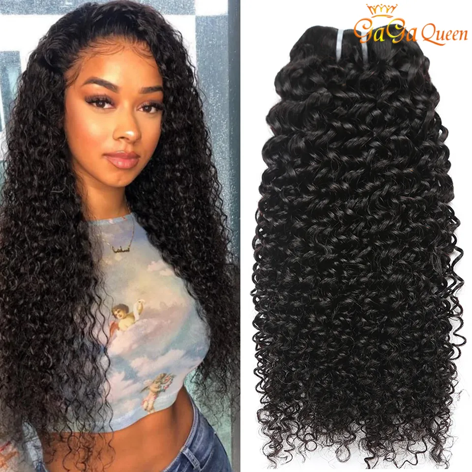 gagaqueen Malaysian Kinky Curly Virgin Hair 4 Bundles Virgin Curly Human Hair Weaves gagaqueen