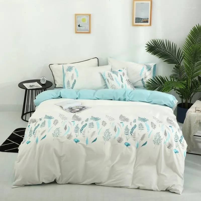 Ensembles de literie Literie Coton Brodé 4 pièces Ensemble Twill Double Housse de Couette Processus de Broderie CoverBedding