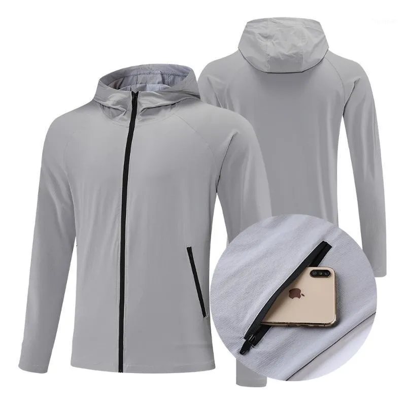 Vestes de course en nylon sport à capuche sweat-shirt pour hommes 3 couleurs fitness veste d'extérieur chemise décontracté voyage gymnase fermeture éclair vêtements de sport