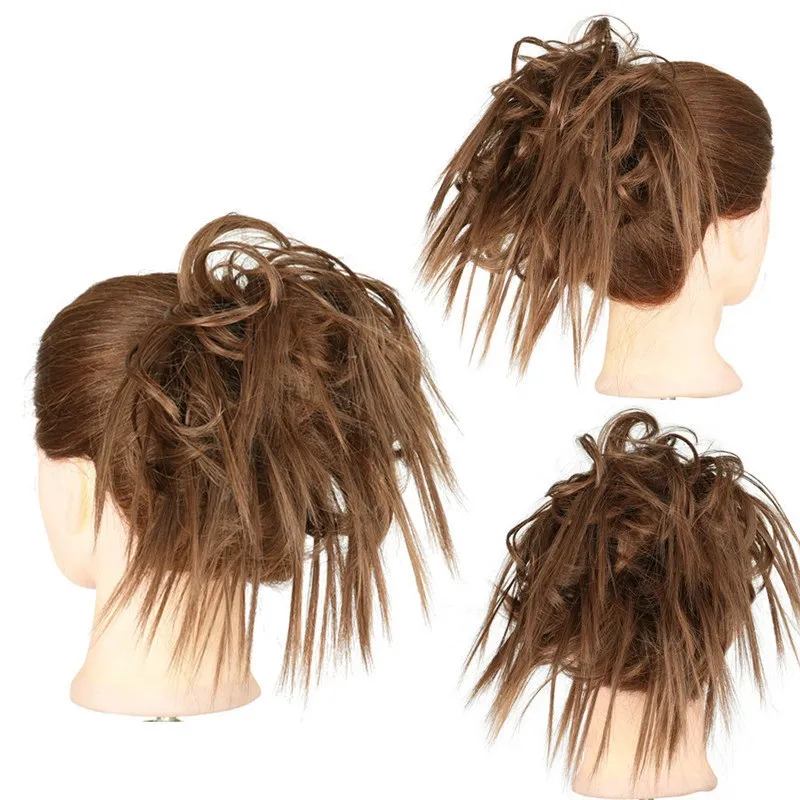 Chignons synthetische Mädchen lockig Scrunchie Chignon mit Haarringwicke auf unordentlichem Haarverlängerung Brötchen Pferdeschwänze Großhandel