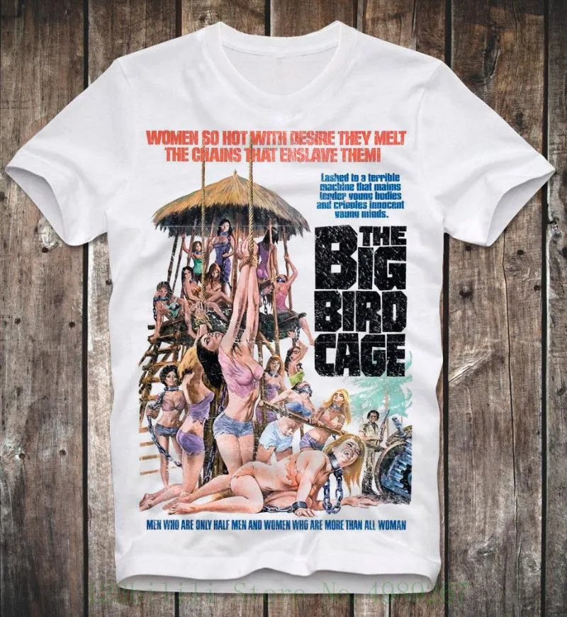 Herren T-Shirts Shirt The Big Bird Cage Exploitation B Film Porno Porno Vintage Pam Grier Sexy Print T-Shirt Männer SommerHerren