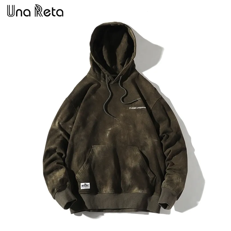 UNARETA Sweatshirts män binder färgning av trycktröja tröjor huvtröjor streetwear högkvalitativa hiphop tops casual hoodie man 201126