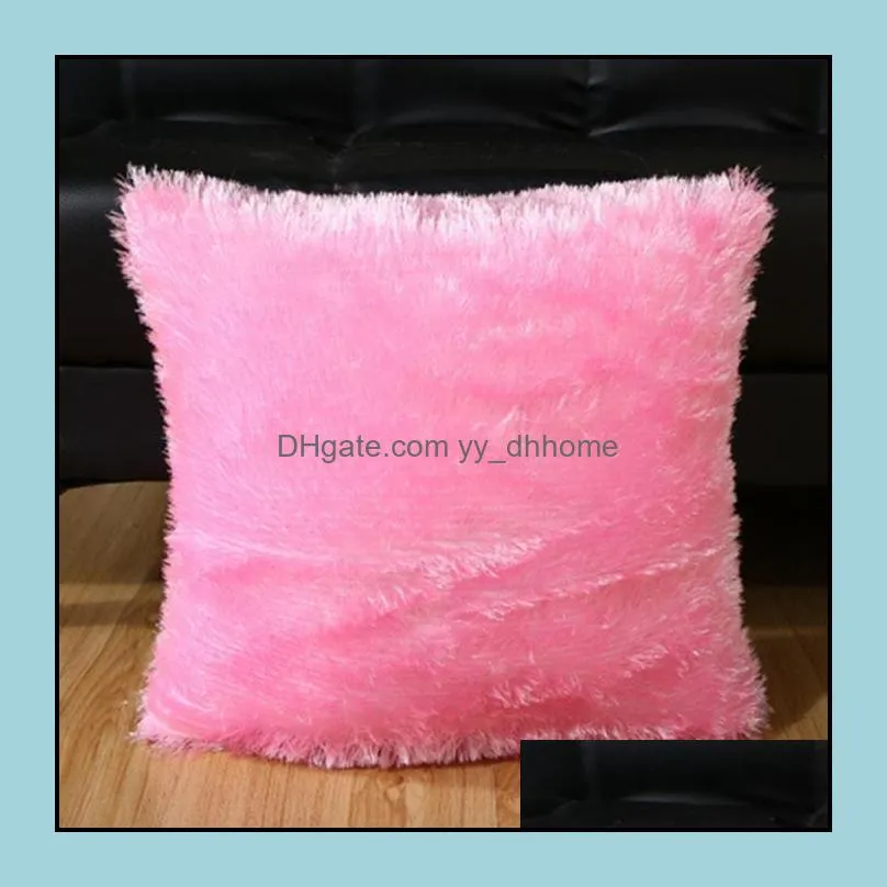 faux fur throw pillow case 43*43cm wholesale fluffy plush cushion cover 16 colors home decorative pillowcase gifts zwl241