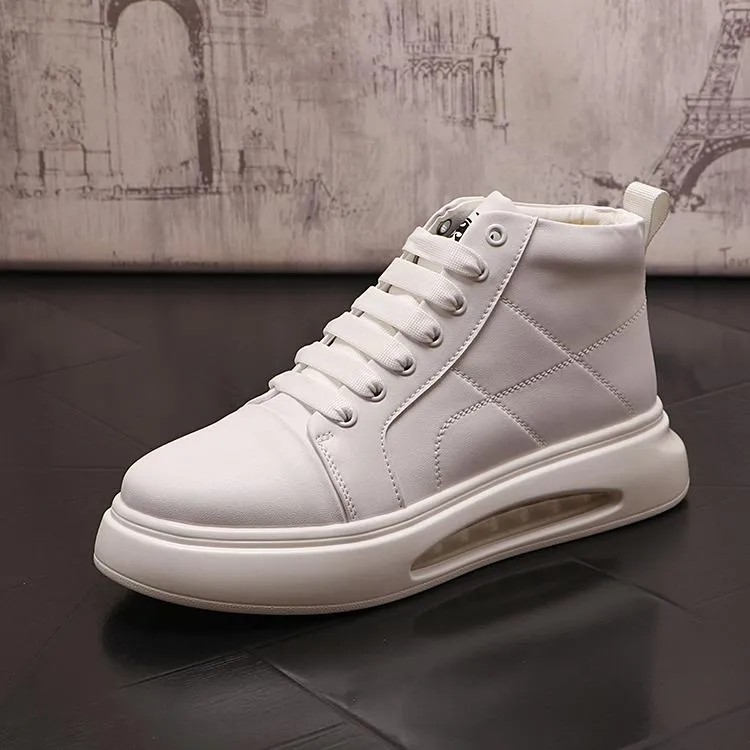 Brittiska designers klär Oxford Business Shoes Fashion Men's Vulcanized White Sport Casual Sneakers Light Non-Slip Round Toe Thick Bottom Walking Boots