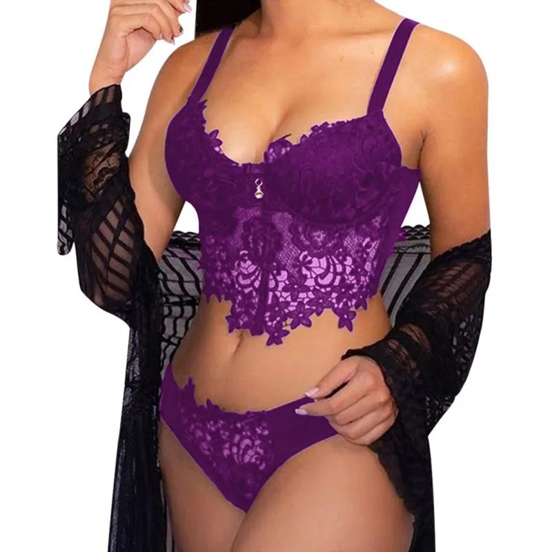 Bras Sets Sexy Women Embroidery Lingerie Set Lace Collar Wireless