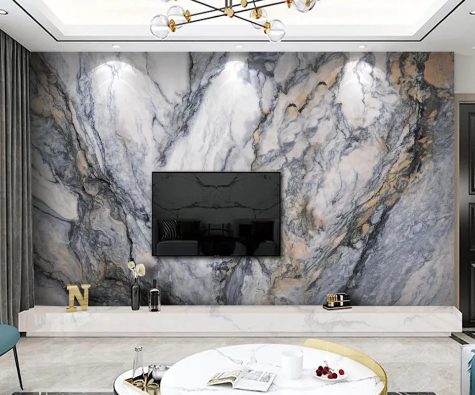 Marble 3D Wallpaper Mural Sala de estar Quarto Sofá TV de fundo Material High-end Padrão Padrão Impressão Papel de Parede 3D Adesivos de Parede