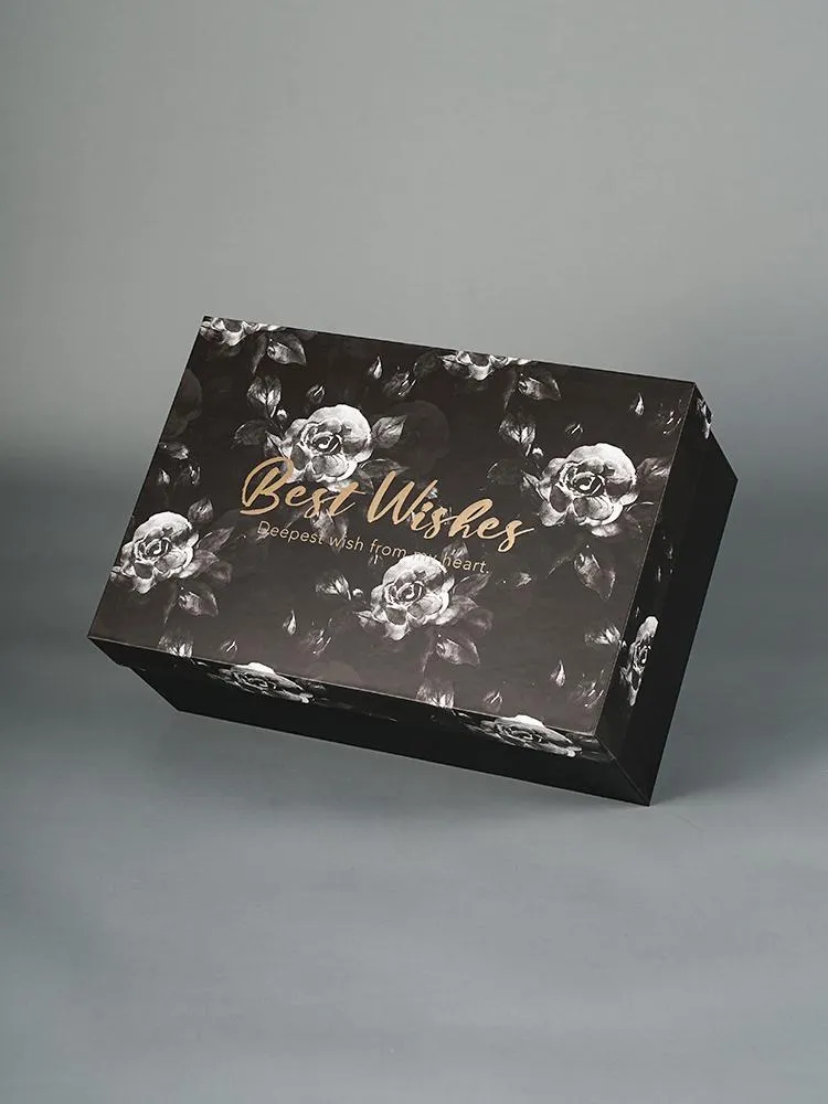 Подарочная упаковка цветочная прямоугольная коробка сюрприз черная элегантная персонализированная дизайнерская упаковка загадочная бумага для хранения Cajas Partygift