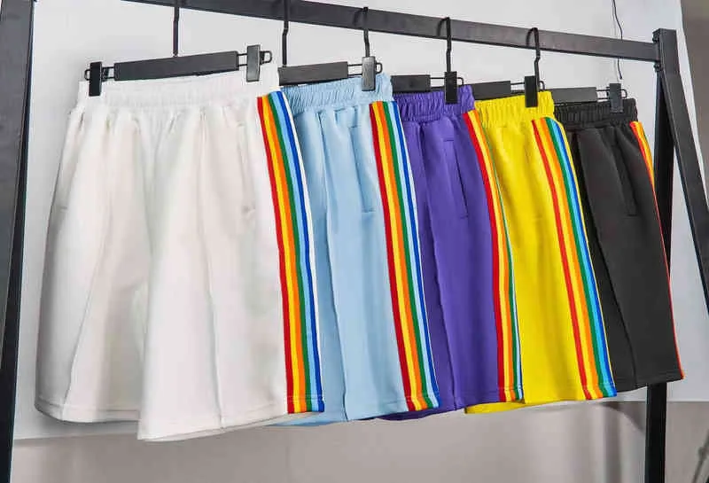 New Mens Designer Shorts Summer Cotton Comfortable Solid short Pants Fashion Rainbow Stripe Sweatpants High quality outdoor jogging pant luxury monopoly