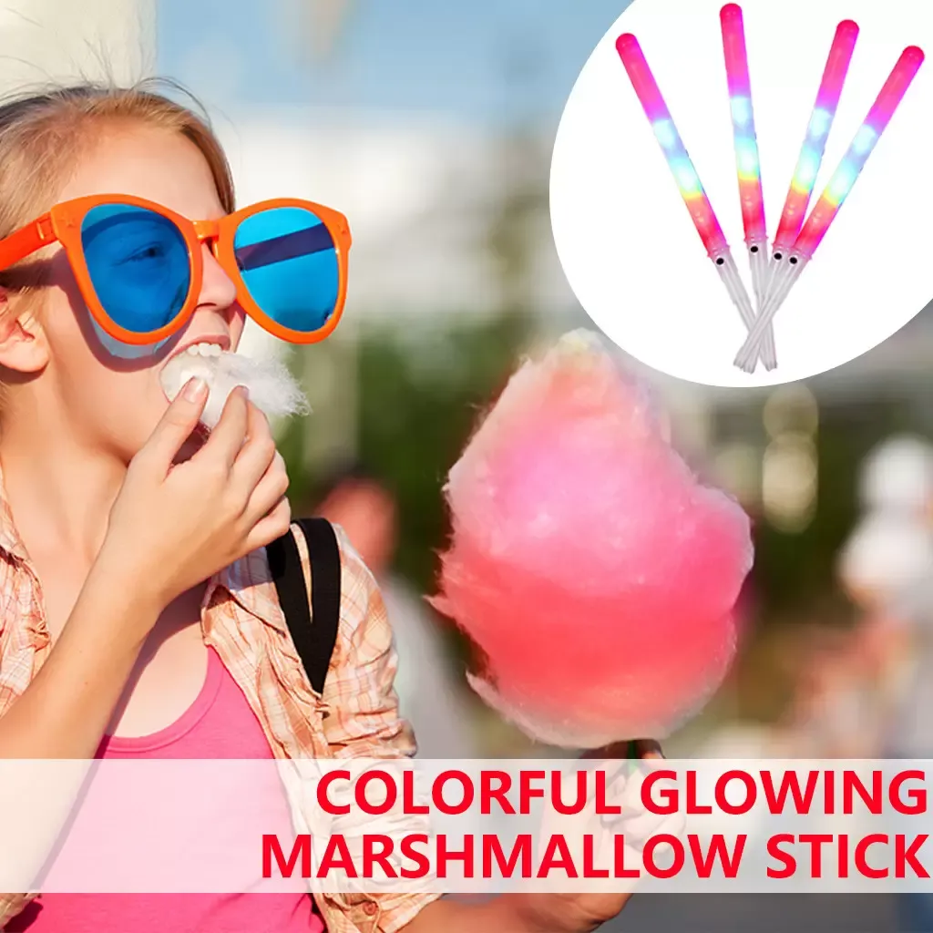 Non-disposable Food-grade Light Cotton Candy Cones Colorful Glowing Luminous Marshmallow Sticks Flashing Key Christmas Party sxaug12