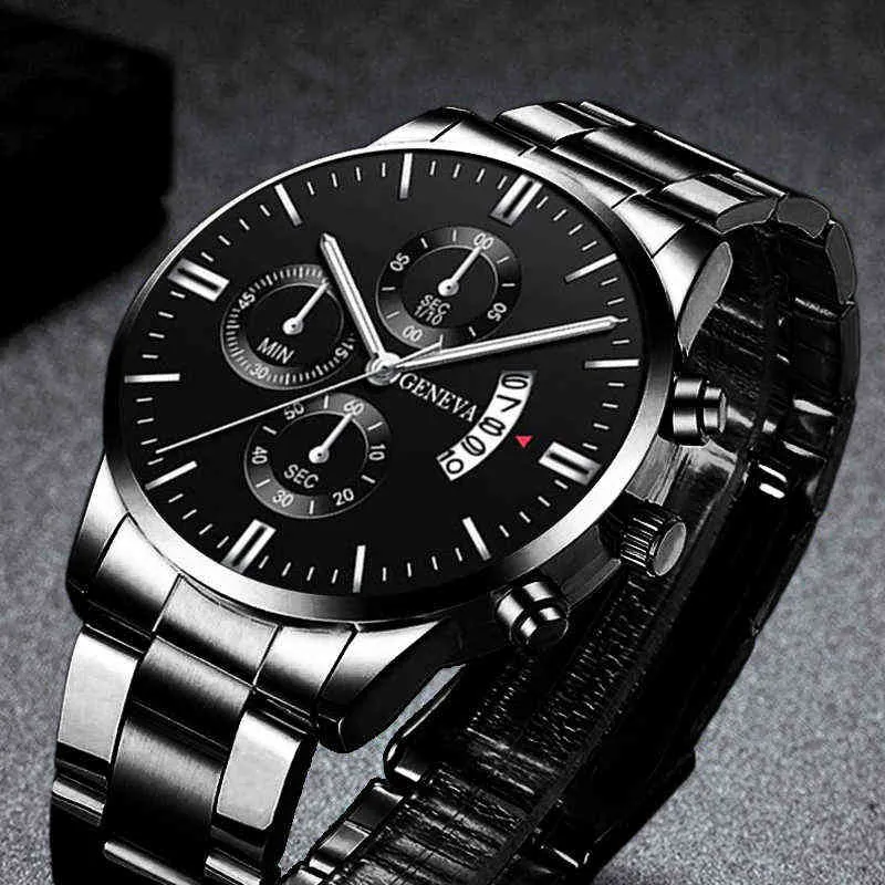 Luxe hommes Quartz en acier inoxydable affaires automatique calendrier horloge hommes mode décontracté poignet relogio masculino Y220707