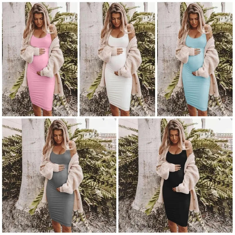 Women Summer Casual Striped Maternity Dress Short Sleeve Knee Length Pregnancy Dresses Clothes Pleated Baby Shower Dress Pink 2620 T2