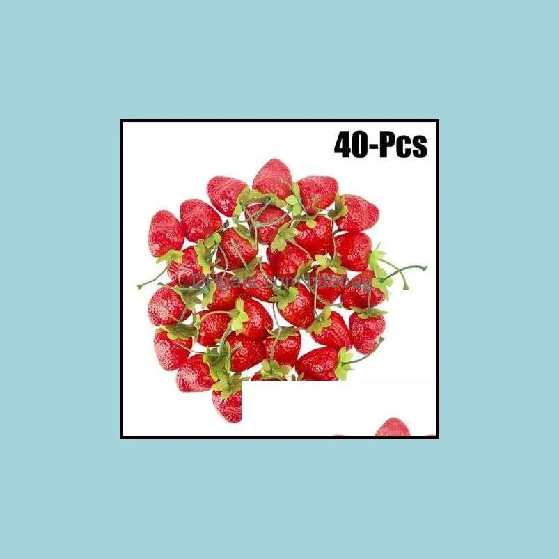 New Artificial Strawberries Lifelike Realistic Fake Fruits Decorative Fruits For Party Kitchen Desk Decor