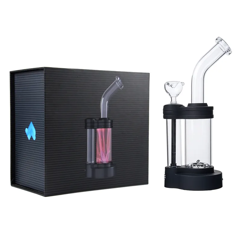 Led Plasma Hookahs 14mm Female Joint With Bowl Water Pipes 12 Inch Glass Bongs 123mm Base Diameter 5mm Thick Oil Dab Rigs Box Pack