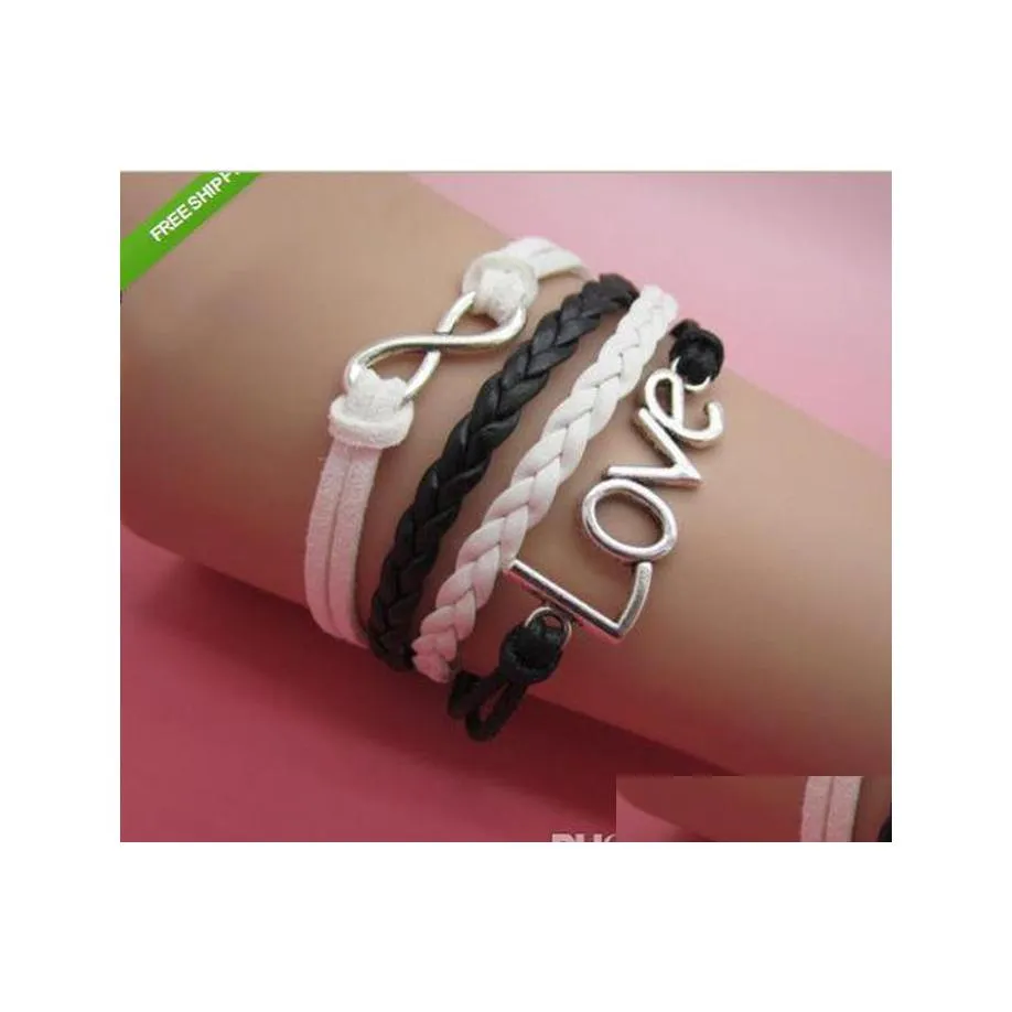 Bracelets de charme Bracelets de bracelet en cuir fait à la main Pseras Wrap Infinity Drop Livraison Bijoux Dh0Re