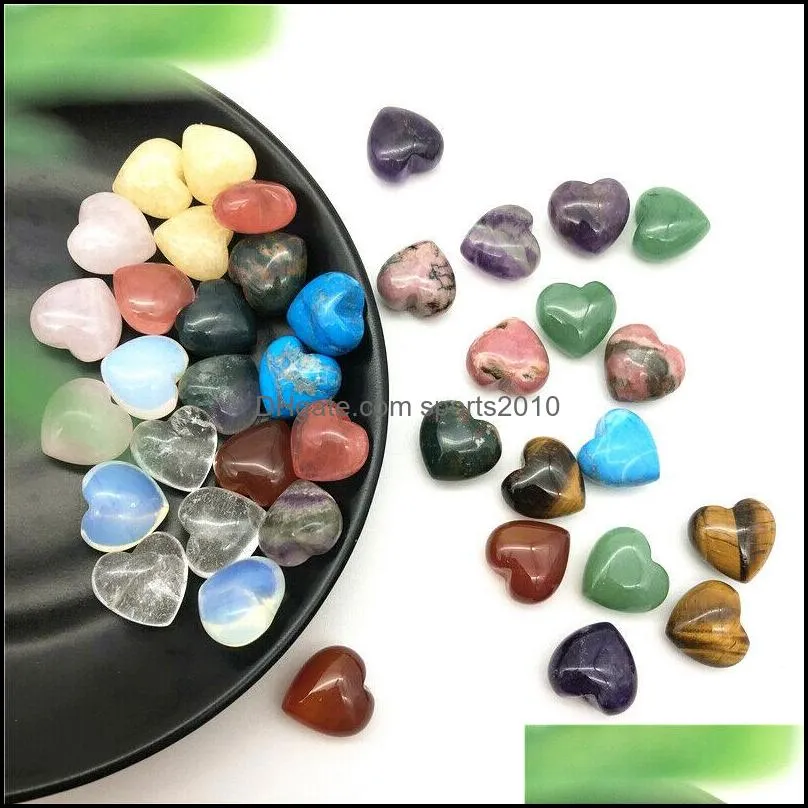 mini 15mm heart stone ornaments natural rose quartz turquoise stones decoration hand play handle pieces accessories sports2010