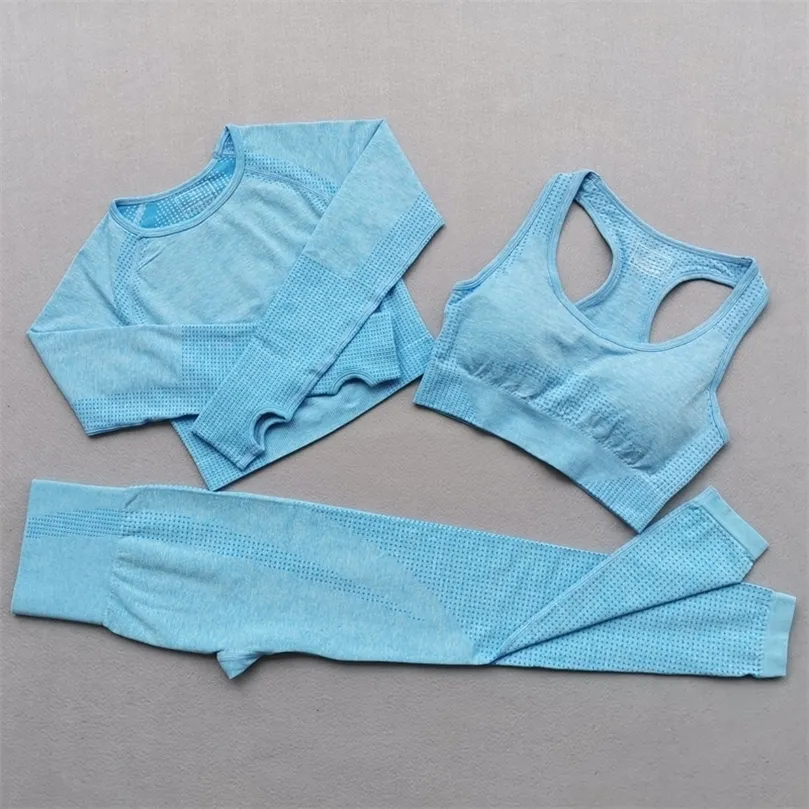 Vital Seamless Yoga Set Kvinnor Sportkläder Sport Bra Långärmad Besked Topplöpning Gym Leggings Fitness Workout Set 220330