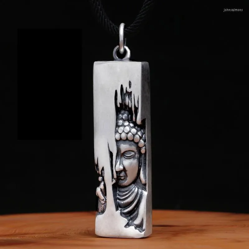 Подвесные ожерелья Очаровательные 925 Серебряное ожерелье Будды Татхагата Chaonan S990 Полный ретро -буддизм маска