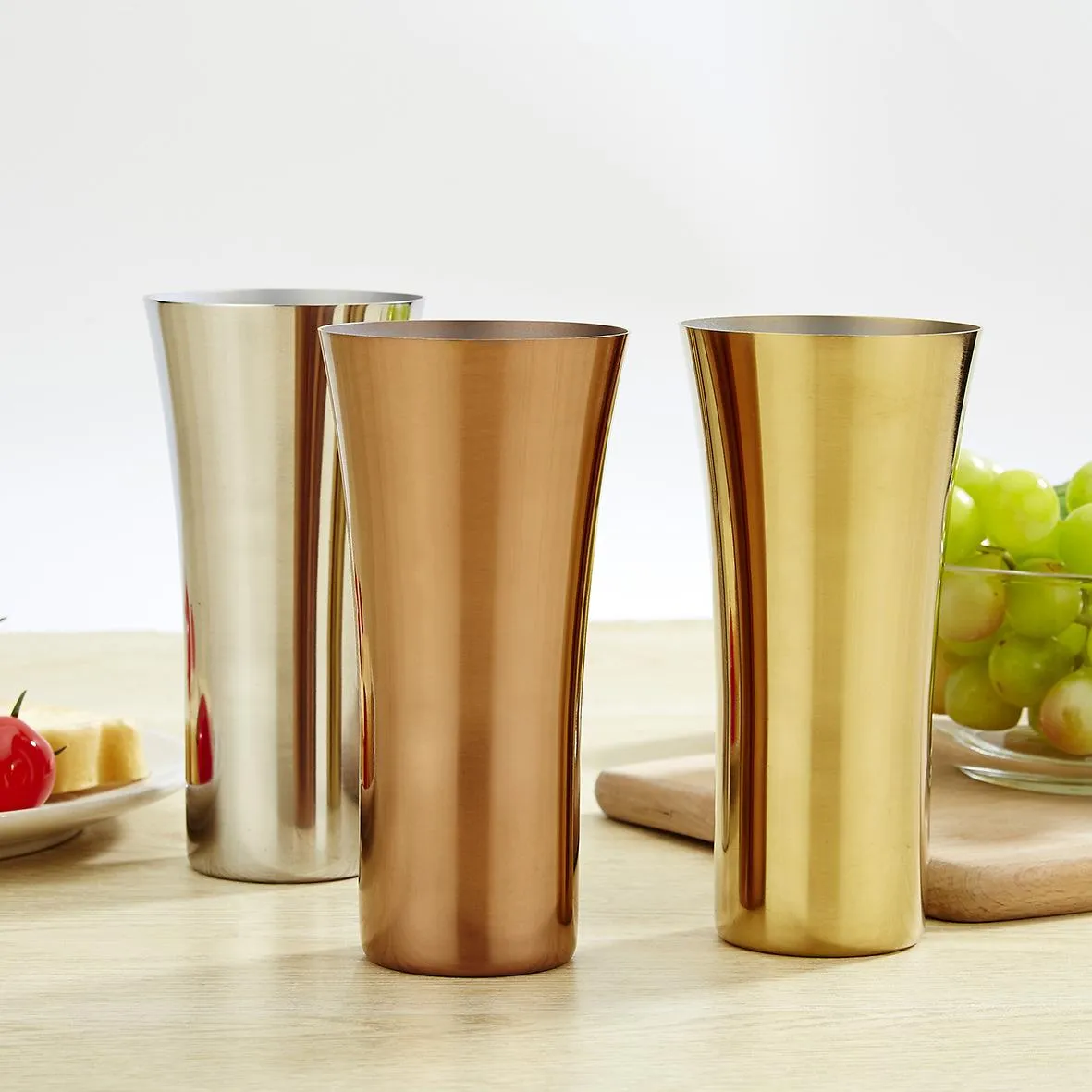400ml Beer Cup 304 Stainless Steel Vase Shape Cold Drink Juice Mojito Mug Milk Drinkwares Home Kitchen Supply Gold/Silver