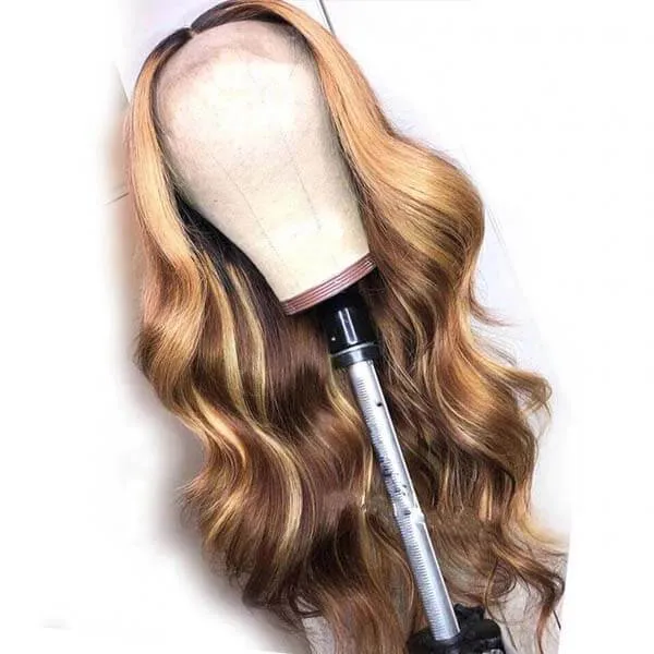 Long Straight Hair Synthetic Wigs Brown Golden Hair Romance Weave Deep Wave