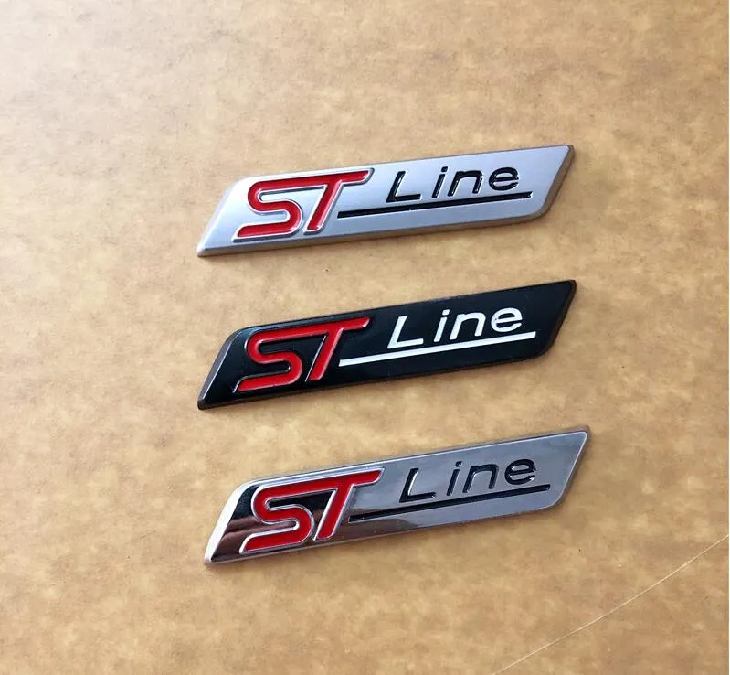 HUAPX® 2 X Alloy ST Logotipo De La Rejilla Delantera Y Emblema Del Maletero ST Insignia Del Ala Del Maletero Trasero, Decoración De Pegatinas De Coche Compatibles Con Fiesta Focus Mondeo