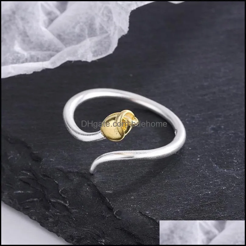 925 Sterling Silver Band Rings 2 Colors Gold Rose Flower Resizable Opening Ring