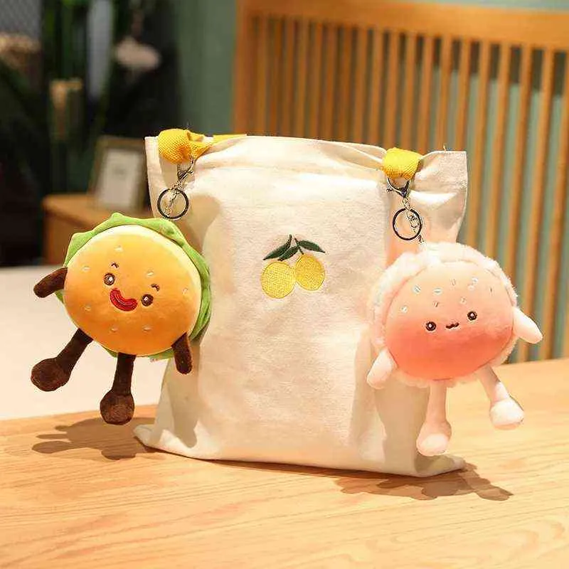 10Cm Soft Simulation Mini Pendant Plush Stuffed Hamburger Kawaii Keychain Creative Bag Decorations For Girls Birthday Gifts J220729