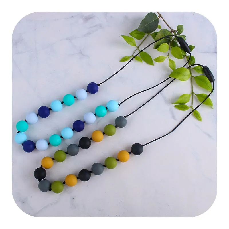 ベビーシリコーンテッフのネックレスフードグレードTeher Beads Sensory Chew Chew Neckleaces for Infanst Girlsジュエリーギフト