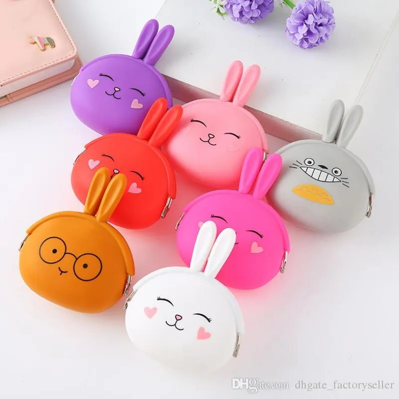 Silicone Coin Purse Cute Cartoon Rabbit Coin Purse Women Girls Small Wallet Mini Key Bag Kawaii Pouch Gift LX5582