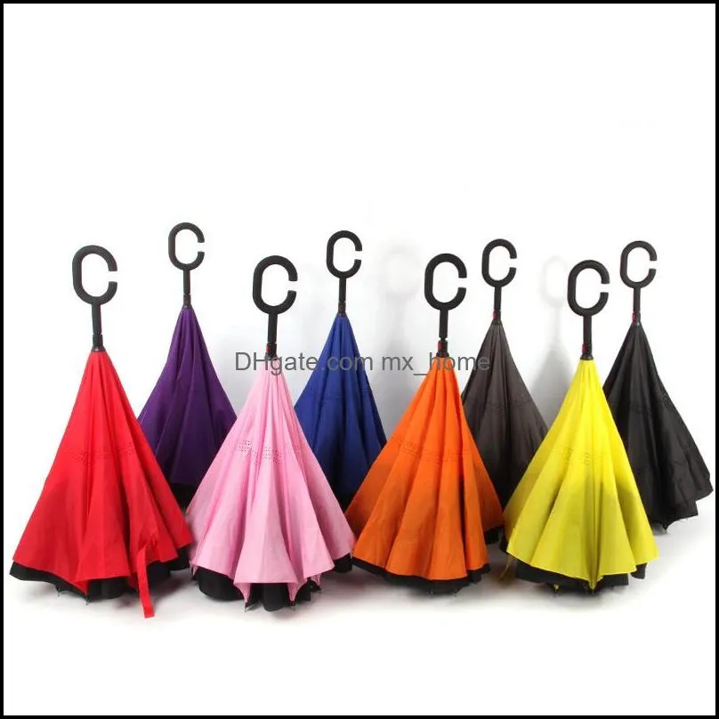 16 design c-hand windproof reverse double layer inverted umbrella inside out self stand windproof umbrella dh0145