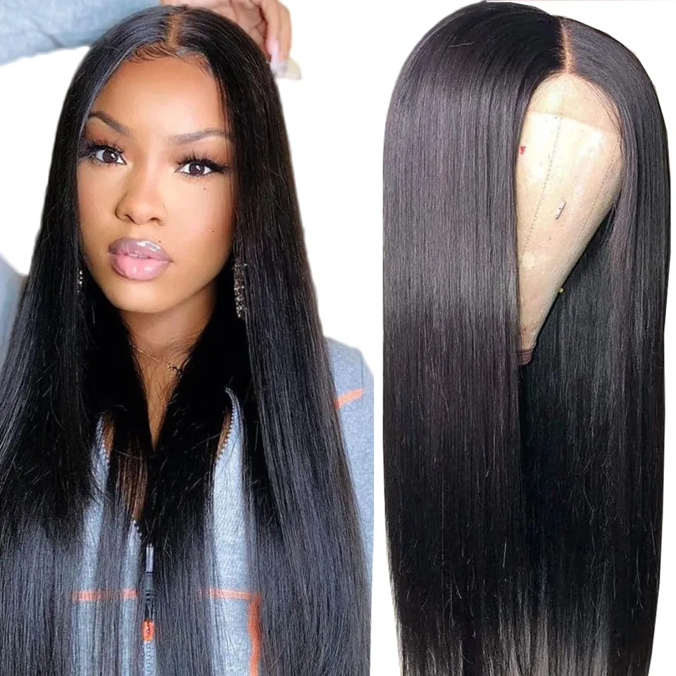 13x4x1 T Straight Lace Front Perücke für Frauen T-Teil Spitze Echthaar Frontalperücken