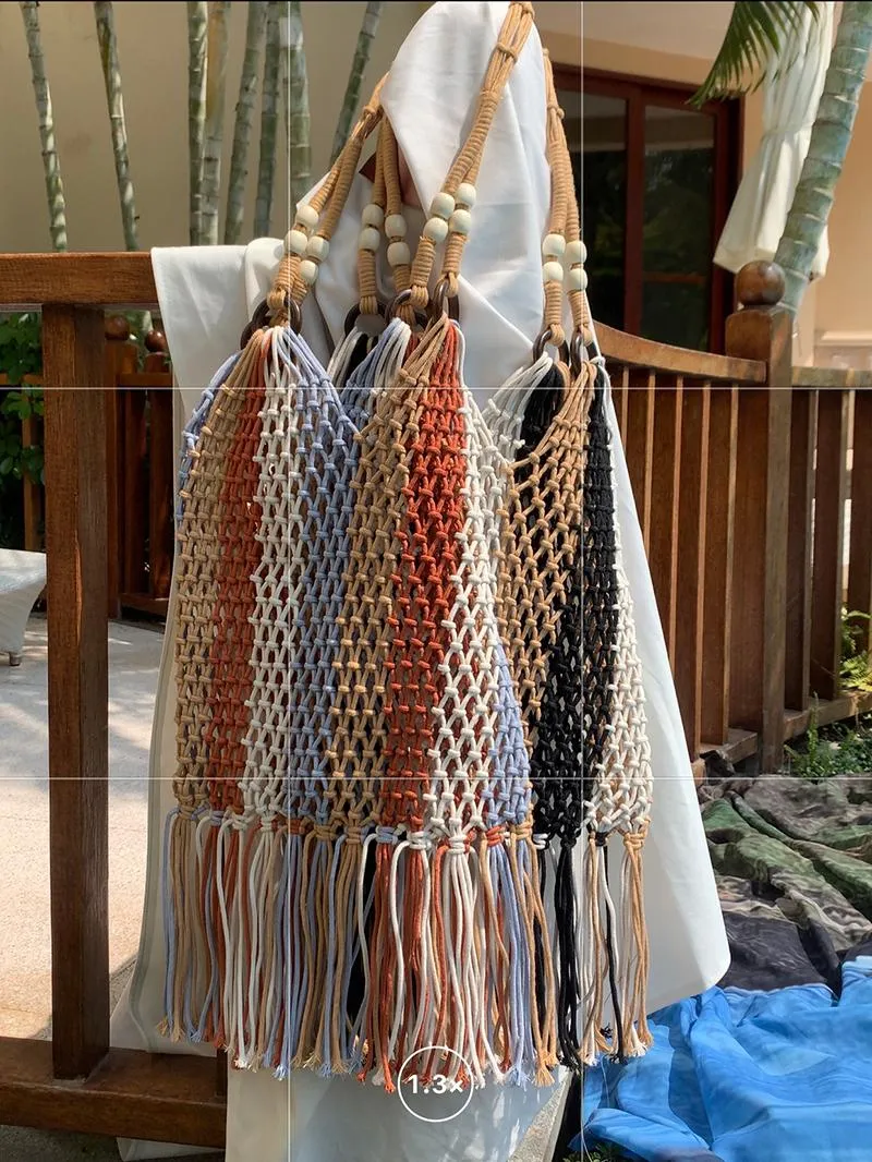 Sacs de soirée Designer tressé Crochet Net sac femmes décontracté tissé été voyage plage seau fourre-tout sac à main 2022 sac à main soirée