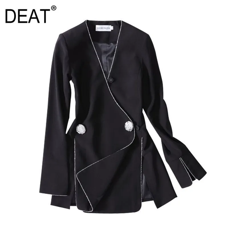 DEAT NEW Vneck Flare Lseeves Due bottoni Slim High Fashion Women Suit OL Giacca sexy All Match WD61801XL 201106