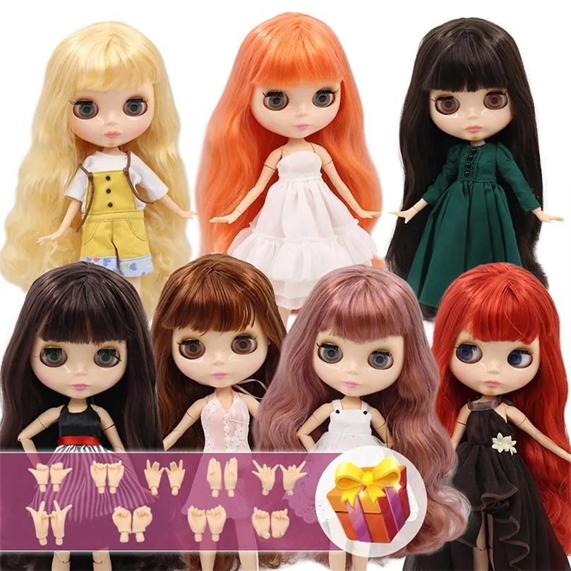 ICYDBSBlythDoll 1/6 Joint Body 30CM BJD toys Natural shiny face with extra hands AB DIY Fashion Dolls girl gift 220505