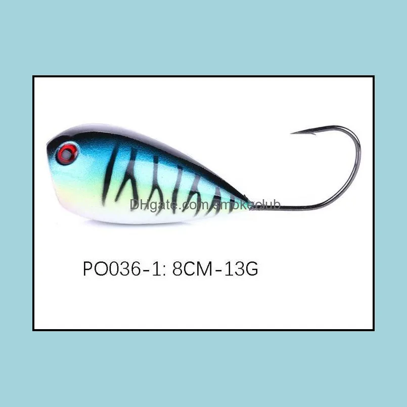 8PCS 8cm/13g 3.14in/0.45oz Single hook Popper 8colors mixed hard baits Artificial Fishing Lure Sea Bionic baits High-quality!