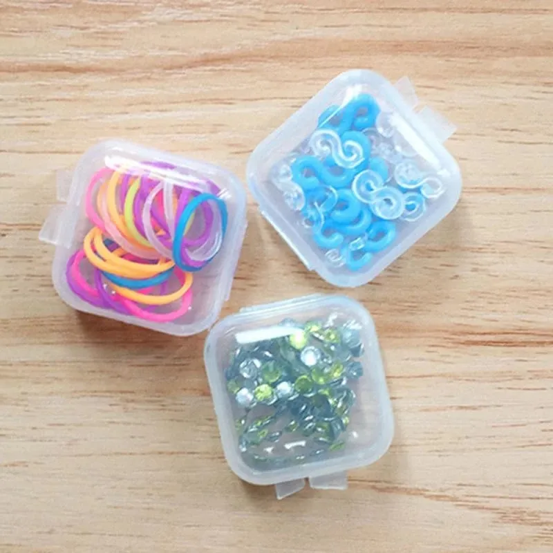 صندوق حاويات تخزين صغير من الخرز البلاستيكي الصافي مع غطاء لتخزين العناصر الصغيرة
