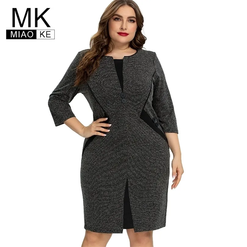 Autumn dames plus size vintage jurk mode dames elegante jurken 4xl 5xl 6xl 210401