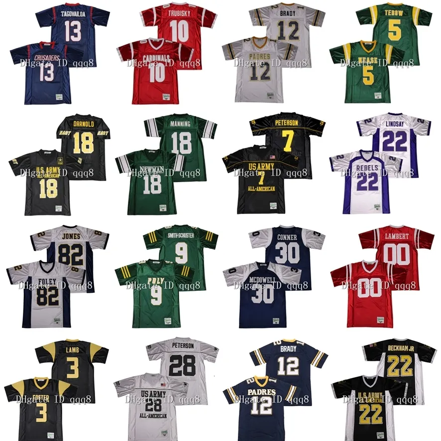 NA85 All American US Army 18 Sam Darnold Patrick Peterson 28 Adrian Peterson Paders 12 Tom Brady 13 Odell Beckham Jr High School Football Jersey