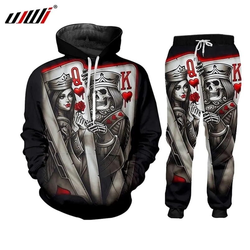 Ujwi nya zip hoodies man tröja tryck skalle poker q k casual stor storlek dräkt manlig blixtlås winter mode hoody lj201125