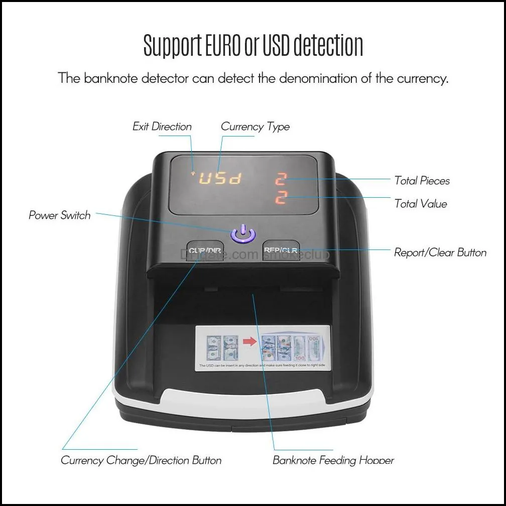 Portable Small Banknote  Detector Denomination Value Counter UV/MG/IR/DD Counterfeit Detector Currency Cash Tester Machine