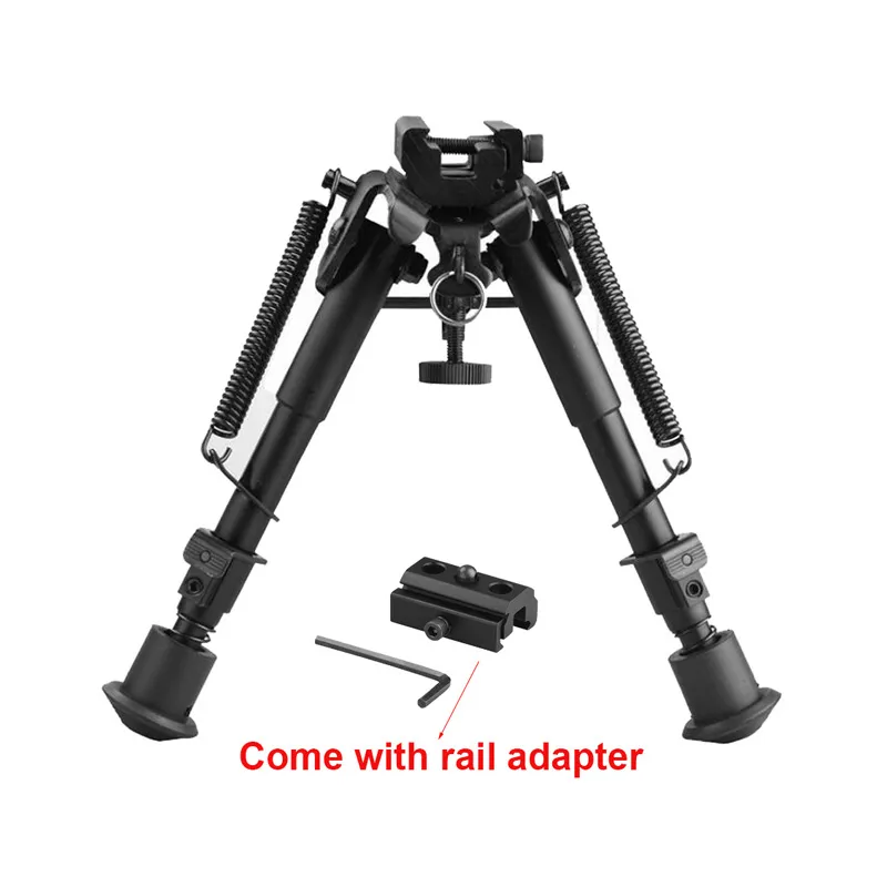Tactical Swivel Tilting Bipod 6-9 Inches Height Adjustable Foldable Designed Spring Control Bipod With QD Mount and Picatinny Rail Adapter Rifle Gun Accessories