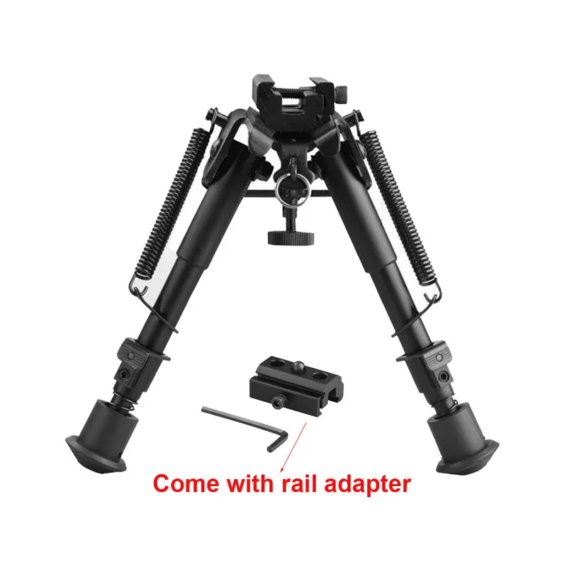 Taktik döner eğim bipod 6-9 inç yükseklik ayarlanabilir katlanabilir tasarlanabilir tasarlanmış yay kontrol bipod ile qd montaj ve picatinny ray adaptörü tüfek tabancası aksesuarları