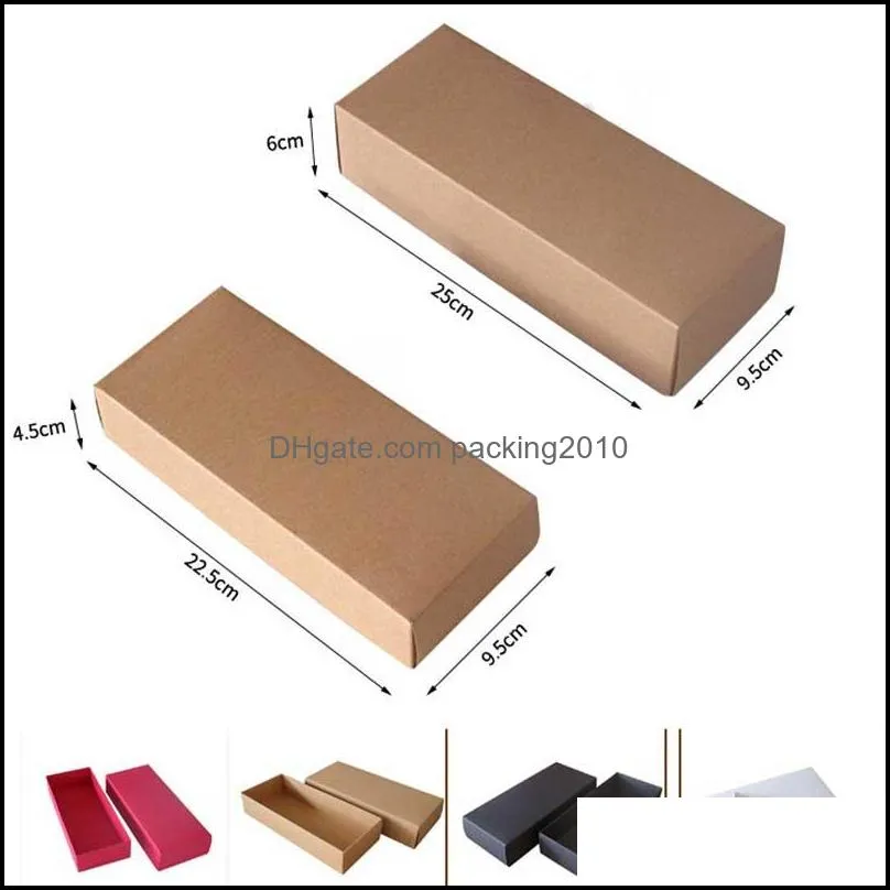 25X9.5cm 22.5X9.5cm kraft paper red black brown carton for packaging socks underwear bra towel gift box can be customized LOGO