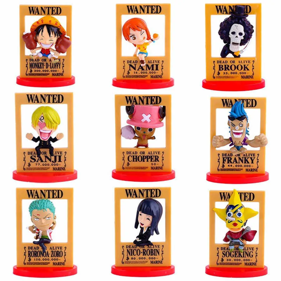 9 Uds llavero de Anime de una pieza pirata rey mono D Luffy Ace Chopper figuras de dibujos animados acrílico colgante bolsa accesorio