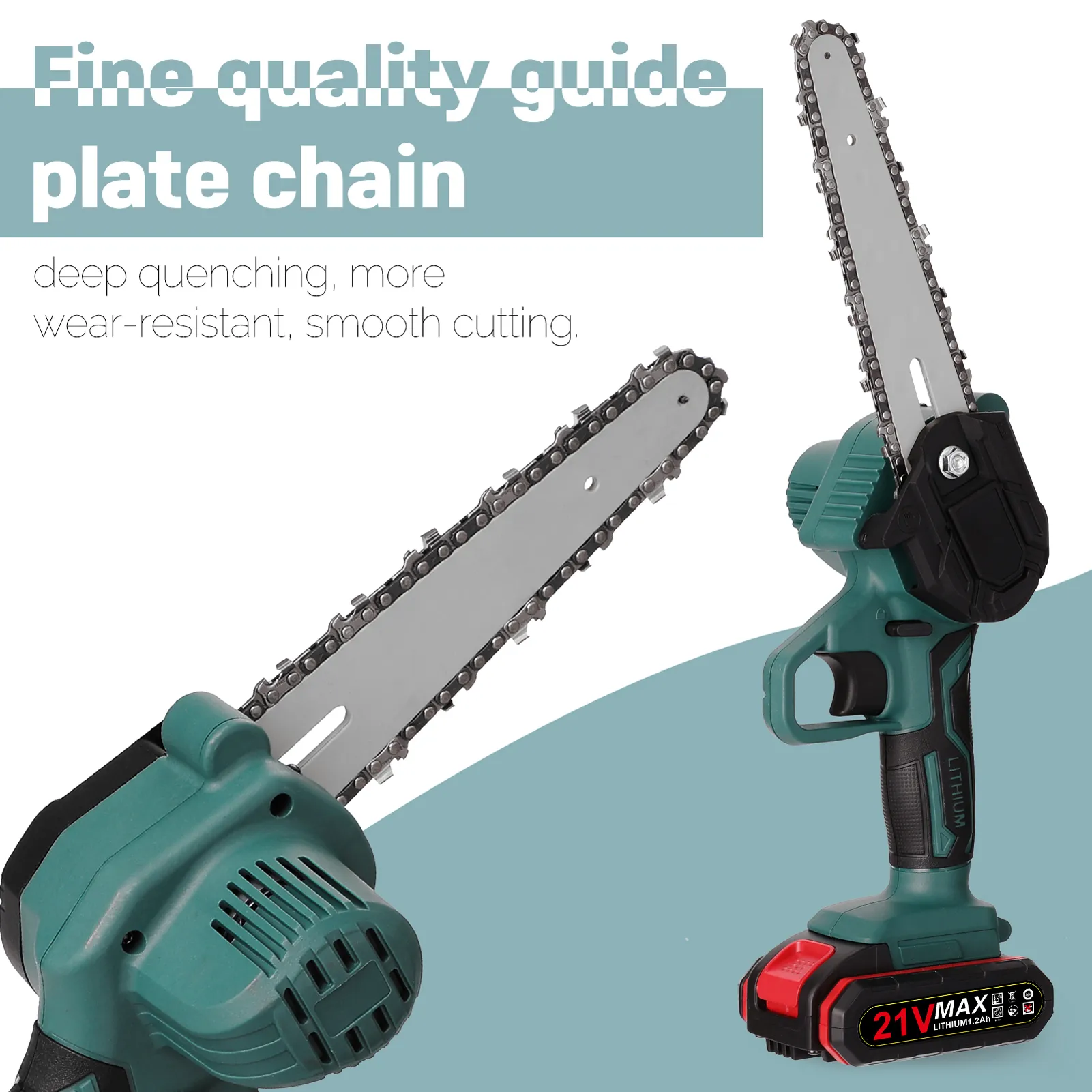Cordless Electric Chain Saw Wood Cutter Mini One-Hand Saw Woodworking +  Battery