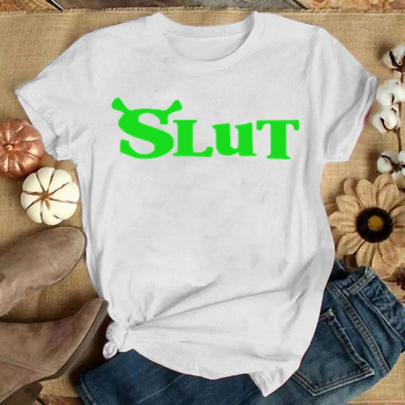 T-shirts masculins Shrek Salte Tshirt drôle femme à manches courtes LETTRE SUMME IMPRESS