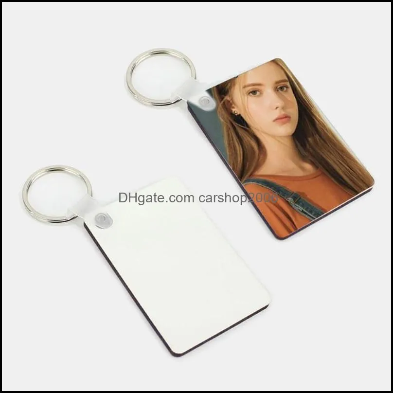 13 styles sublimation blank diy keychains party favor sundries mdf key pendants thermal transfer double-sided keyring keychain