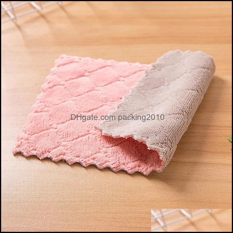 portable double sided scouring pad reusable cleaning dishcloth kitchen cleaning tools wiper dish towels rag kitchen supplies vt1925